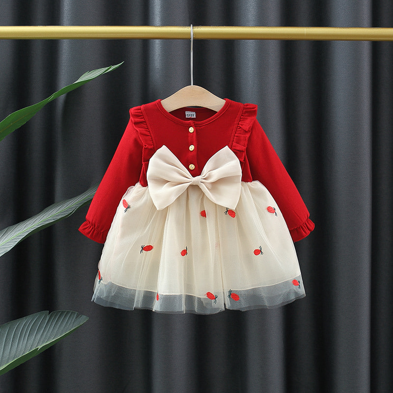 Winter Full Sleeve Girl Dress Maroon -12
