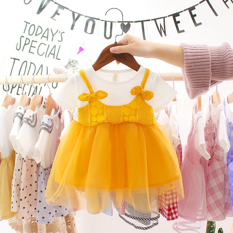 Girl Dress  Frog Yellow -FWY-XL
