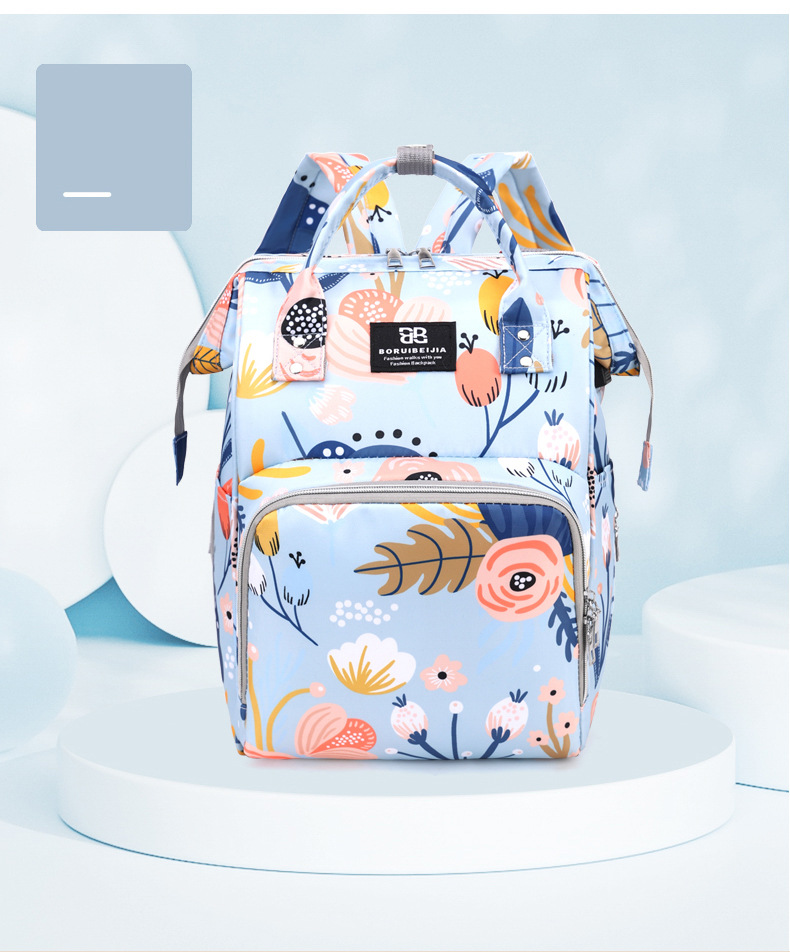 Print Mommy Diaper Bag Blue